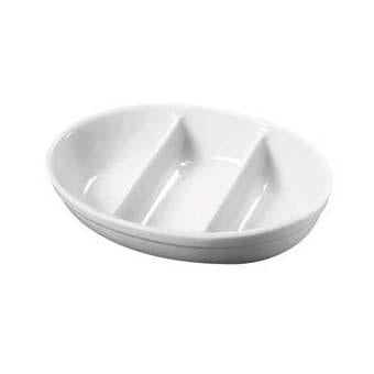 Genware White 3 Division Vegetable Dish