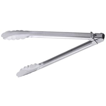 General Purpose Stainless Steel Tongs - Scalloped Ends