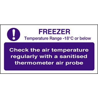 Signage Freezer Check Temp 100X 200 mm
