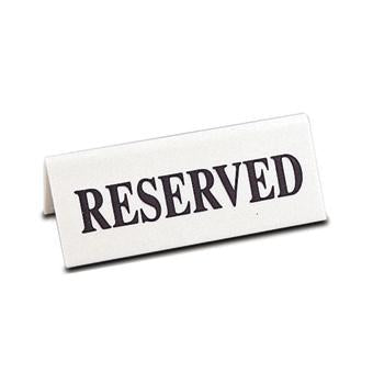 Reserved Sign White Pkt 5 Tent Type