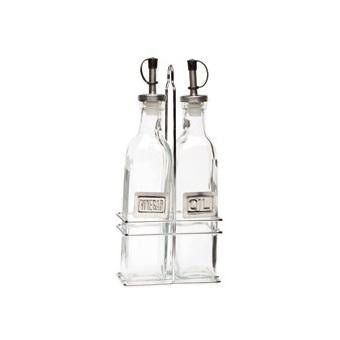 Glass Oil & Vinegar Bottle Set With Stand