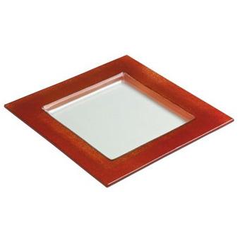 Glass Plate Sq Red Boarder