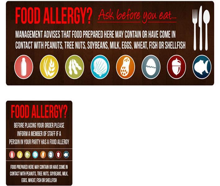 Food Allergy Sticker Pack (Contains 8 Signs) | Aj Staurt | AJ Stuart