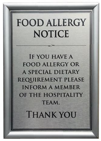 Food Allergy Notice A4/A5 Wall Mounted
