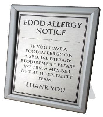 Food Allergy Notice A4/A5 Counter Top Framed