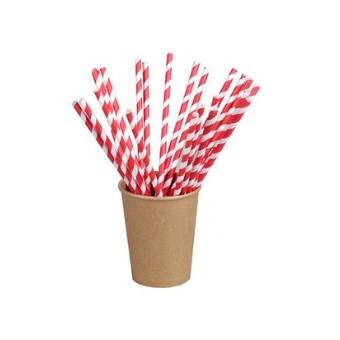 Compostable Red & White Paper Straws 8