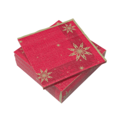 Red Snowflake Star Linen Napkin 2ply 40x40cm