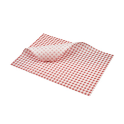 Red Gingham Print Greaseproof Paper 35x25cm