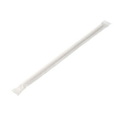 Paper Wrapped White Straw 8" (20cm)